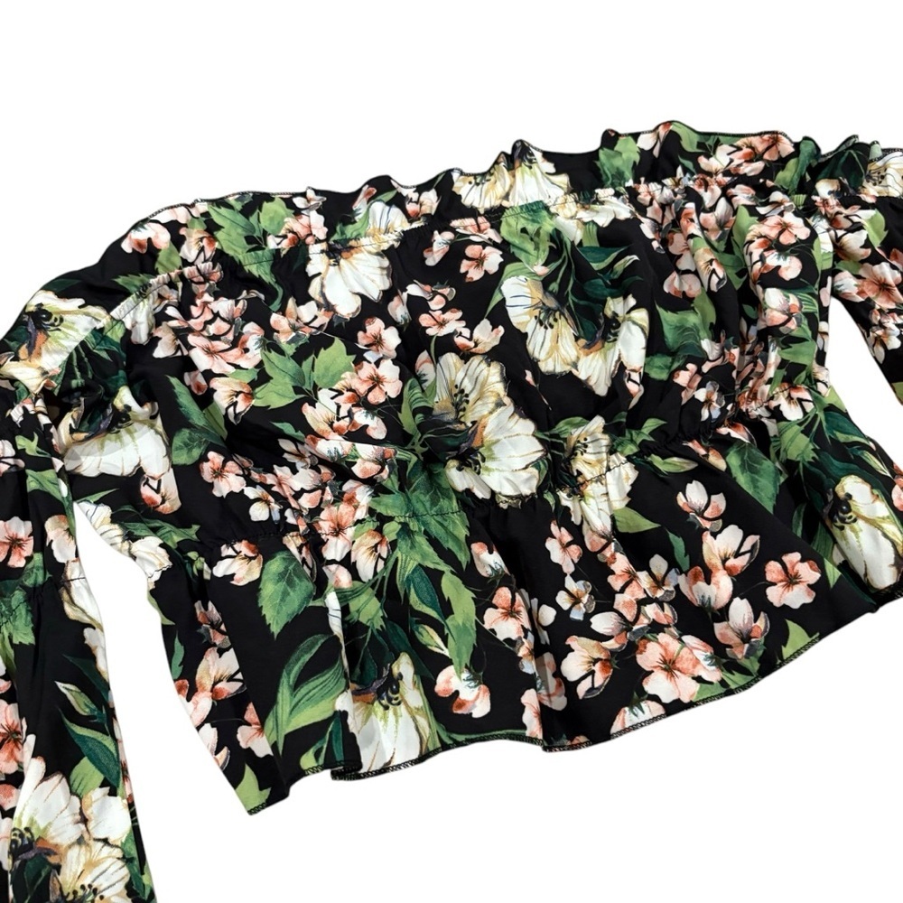Shein Floral Women Off-The-Shoulder Long Sleeve Blouse XL - Picture 3 of 6